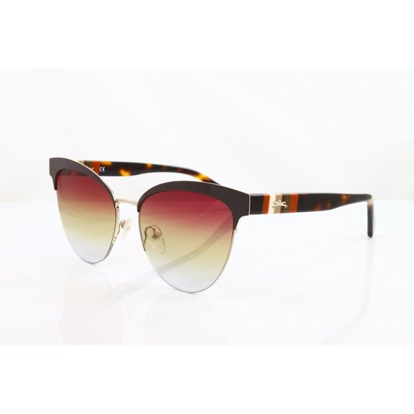 Longchamp Sunglasses Women\'s Half Rim LO111S Color 204 Chocolate Monel Size 55mm